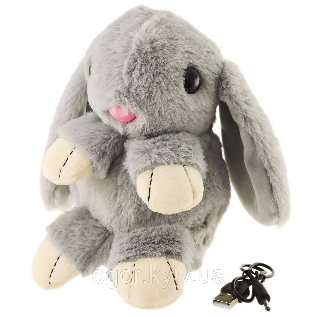 М'яка іграшка, музичний заєць GREY на акумуляторі, фото 1