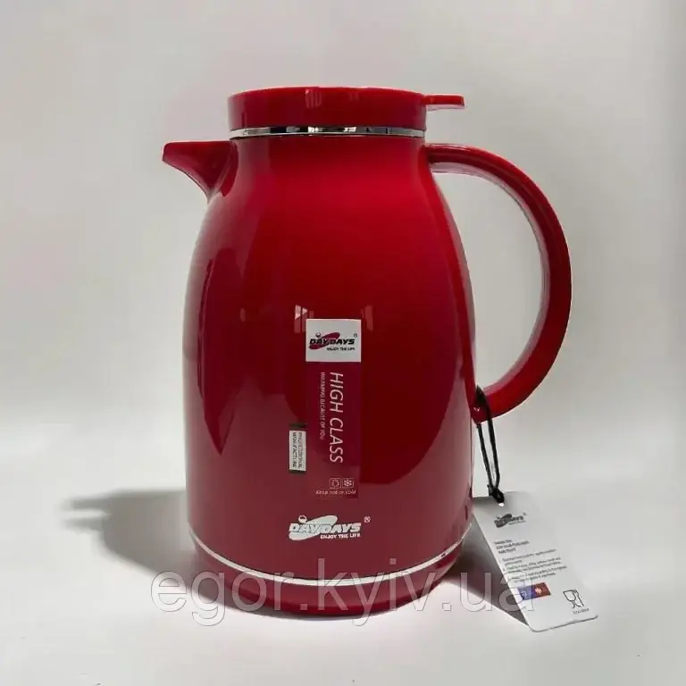 Чайник термос для напоїв зі скляною колбою на 1,5 л 29150 Червоний, фото 1