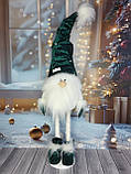 Новорічний Український ельф гном 75-80 см на довгих ніжках із велюровою шапочкою скандинавський гном, фото 4