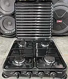 Побутова газова плита на 4 конфорки з кришкою Rainberg RB-2227 Чорний, настільна плита для газу, фото 7