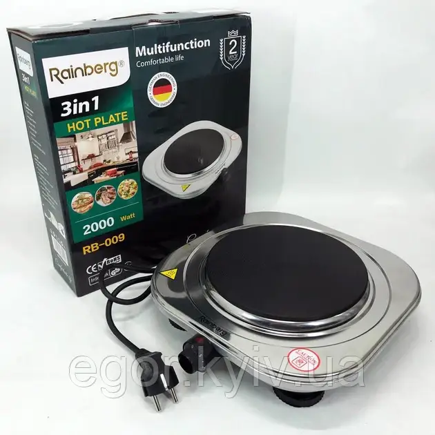 Електроплита побутова електрична Rainberg RB-009 Переносна, фото 1