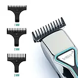 Професійна акумуляторна машинка тример для стриження волосся VGR V-008 3 знімні насадки, фото 3
