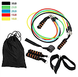 Набір трубчастих еспандерів для фітнесу 5 штук/ Багатофункціональний комплект + Чохол, фото 4