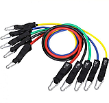 Набір трубчастих еспандерів для фітнесу 5 штук/ Багатофункціональний комплект + Чохол, фото 5