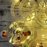 Гірлянда штора 3 м із теплим жовтим світінням "Круги та кулі" ялинка, сніговик, дід мороз, олень, шапка SF-3 Warm, фото 3