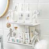 Креативна настінна полиця органайзер для ванної кімнати WHITE, фото 2