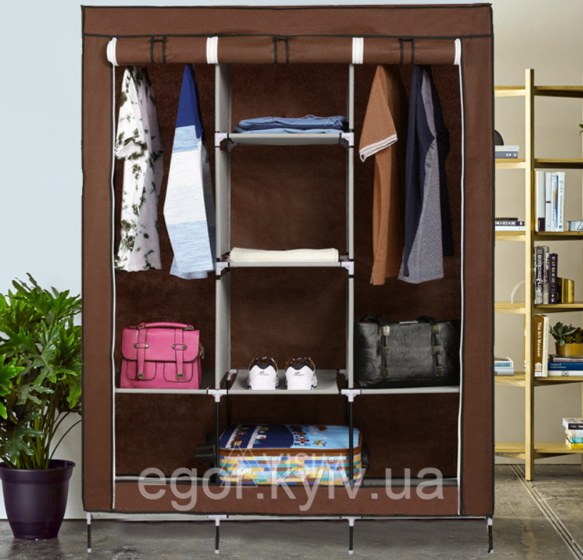 Складана каркасна тканинна шафа Storage Wardrobe 88130, шафа на три секції 130*45*175, фото 1