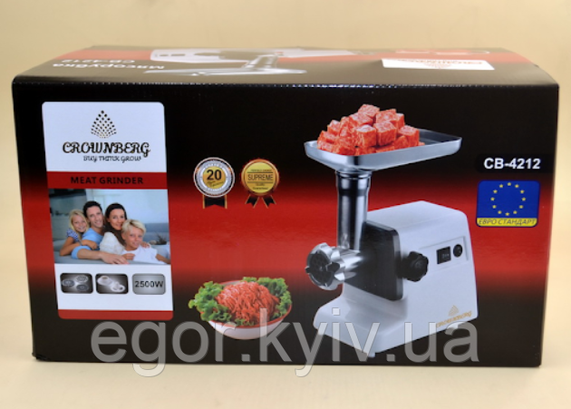 Електрична м'ясорубка із соковичавницею Crownberg CB-4212 2500 Вт, фото 1