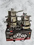 Набір посуду з неіржавкої сталі Zepline ZP 075 Набір стильного посуду з 12 предметів, фото 3