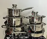 Набір посуду з неіржавкої сталі Zepline ZP 075 Набір стильного посуду з 12 предметів, фото 7