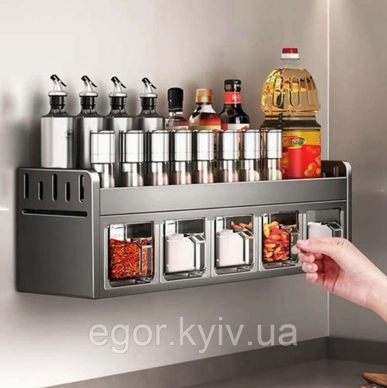 Алюмінієва підвісна полиця для спецій, полиця для зберігання, органайзер для спецій на кухні, фото 1