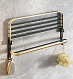 Набір для ванної кімнати: полиця, вішалки, йоржик, тримач паперу 6 в 1 Чорний, фото 8