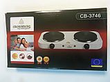 Двоконфоркова електроплита дискова настільна електрична плита Crownberg CB-3746 2000W, фото 5