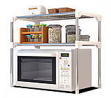 Настільний кухонний стелаж під мікрохвильовку з полицями для посуду спецій, Етажерка для мікрохвильовки 2 яруси, фото 2