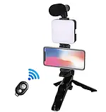 Набір блогера 4в1 AY-49 Тринога для телефона з мікрофоном і спалахом Штатив трипод для селфі та відео, фото 3