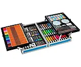 Дитячий набір для творчості в алюмінієвій валізі "Єдиноріг" 145 предметів блакитний, фото 6