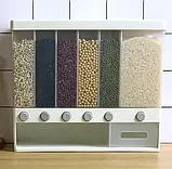 ОРГАЙЗЕР для сипких продуктів Assorted Grain Rice Bucket Диспенсер, з кнопкою дозатором для круп 6 секцій, фото 2