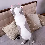 Дитяча подушка для сну Кот Батон 70 см, Сірий/Плюшева іграшка подушка довгий кошеня, фото 2