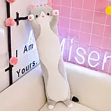 Дитяча подушка для сну Кот Батон 70 см, Сірий/Плюшева іграшка подушка довгий кошеня, фото 4