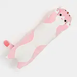 М'яка дитяча іграшка Кіт Батон 70 см, Рожевий/Плюшева іграшка подушка довгий кошеня, фото 4