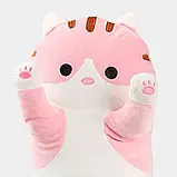 М'яка дитяча іграшка Кіт Батон 70 см, Рожевий/Плюшева іграшка подушка довгий кошеня, фото 9