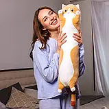 Іграшка дитяча Кот Батон 70 см Коричневий/Плюшева іграшка подушка довгий кошеня, фото 5