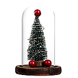 Нічник "Новорічна ялинка" у скляній колбі з Led-підсвіткою та кулями зі світлодіодною гірляндою, фото 2