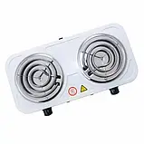 Електроплита портативна на 2 конфорки CROWNBERG СВ-3744 2000 Вт спіральна білий, фото 2