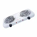 Електроплита портативна на 2 конфорки CROWNBERG СВ-3744 2000 Вт спіральна білий, фото 3