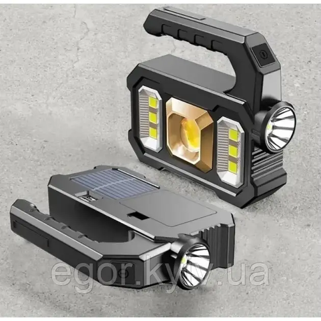 Ручний акумуляторний Ліхтарик із сонячною панеллю TORCH KJ-208T, фото 1