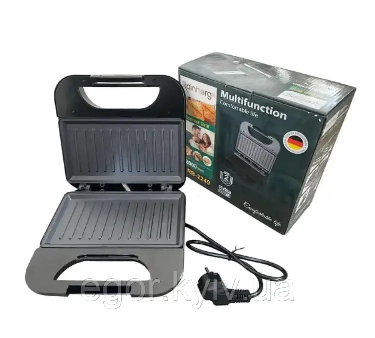 Гриль притискний Rainberg RB-2249, домашній гриль для шаурми, електрогриль для стейків 1800 Вт, фото 1