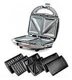 Мультимейкер Crownberg CB-1076 4в1 Гриль Сендвічниця Вафельниця Горішниця, фото 3