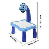 Дитячий столик проєктор для малювання Projector Painting набір із проєктором, 24 слайди, фломастери Синій, фото 4