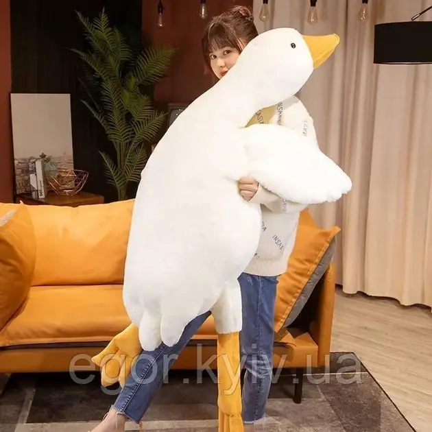 М'яка іграшка Гусак Довгий 130 см, Подушка Обіймашка, Білий, фото 1