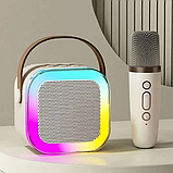 Караоке Світлодіодний бездротовий на 2 Мікрофони, аудіомікрофон дитяче караоке SPEAKER K12, фото 6