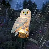 Садовий газонний світильник Сова на сонячній батареї водонепроникний 45 см., фото 4