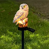 Садовий газонний світильник Сова на сонячній батареї водонепроникний 45 см., фото 5