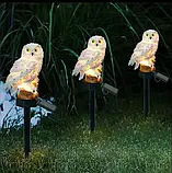 Садовий газонний світильник Сова на сонячній батареї водонепроникний 45 см., фото 6
