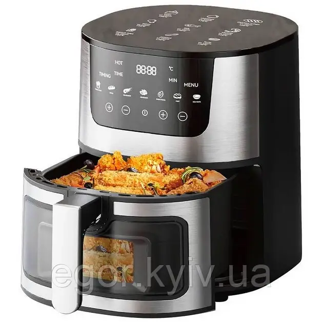 Rainberg RB-2268.Мощева фритюрниця без олії 8 л. Сенсорна аерофритюрниця Аерогриль мультипіч для дому 4200, фото 1