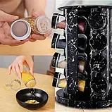 Органайзер для спецій, набір ємностей баночок Marble BLACK 16 штук, фото 4