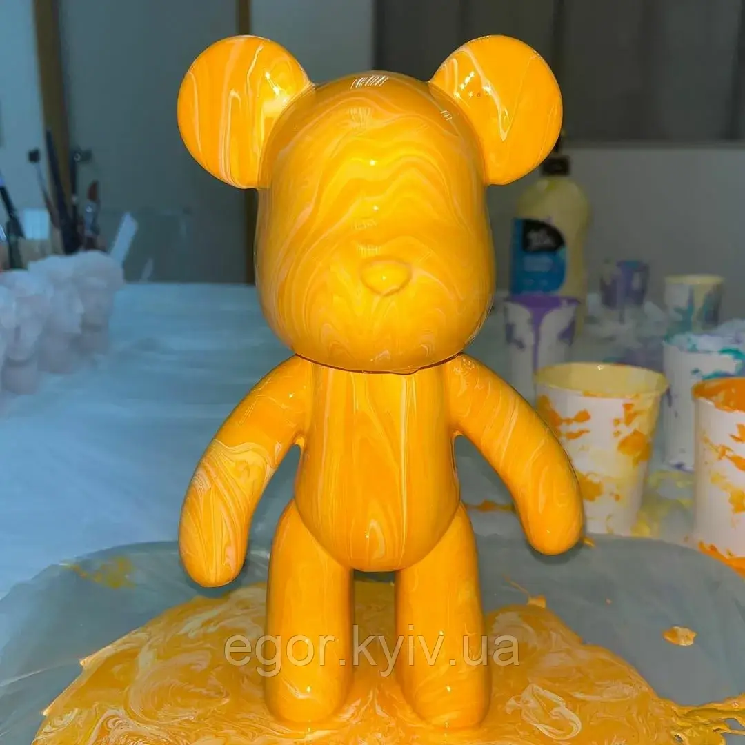 Флюїдне ведмежатко fluid bear bearbrick, 23 см, з фарбами YELLOW, фото 1