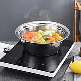 Багатофункціональний кухонний набір із неіржавкої сталі 3 в 1 Metal Basket Cutter Миска друшляк і тертка, фото 7