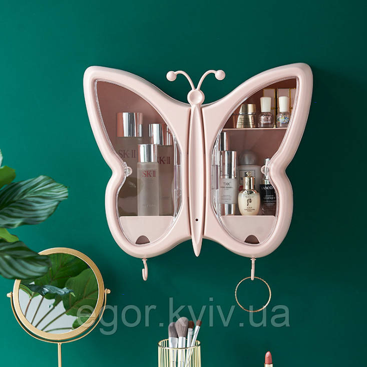 Органайзер-полиця для косметики "Метелик" (Рожевий) (W-32), фото 1