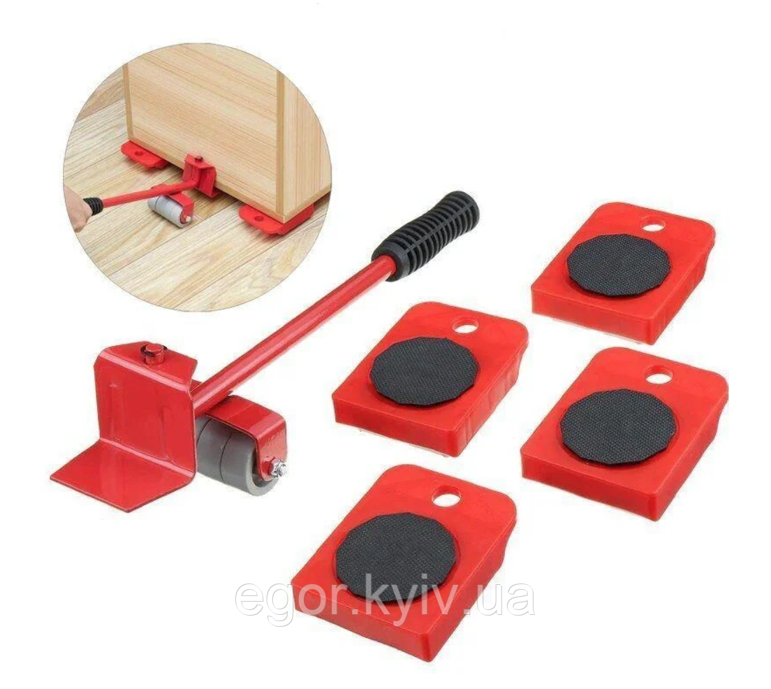 Набір для переміщення важких предметів, меблів і техніки Moving Helpers 5 в 1 переносний підіймач до 150 кг, фото 1