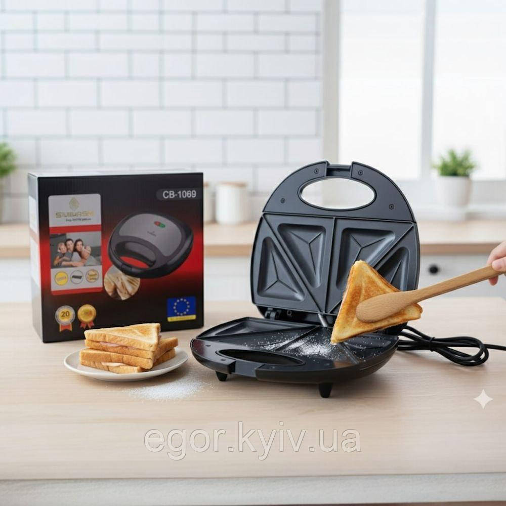 Сендвічниця-гриль бутербродниця вафельниця Crownberg CB-1069, фото 1