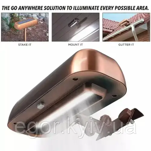 Вуличний настінний ліхтар Copper Bright сонячна батарея 3 в 1, фото 1