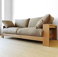 Сучасний м який диван Лофт на дерев яних ніжках з підлокітниками, не розкладний з натурального дерева для квартири та будинку