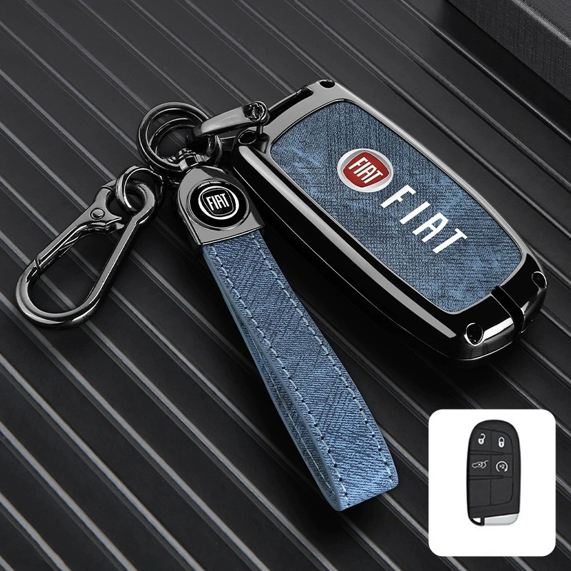 Металева кришка автомобільного ключа Авто аксесуари для Fiat 500X синій, фото 1