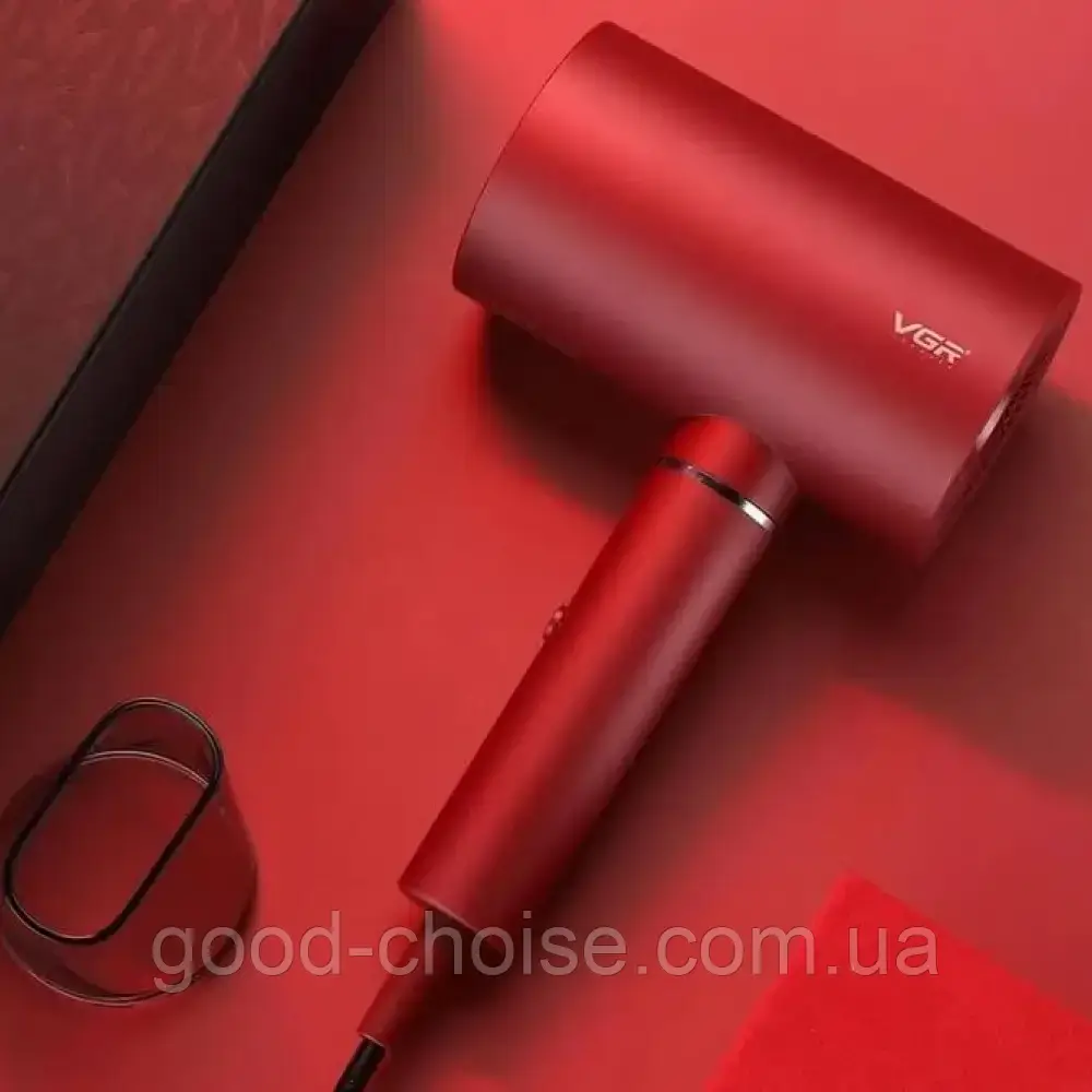 Професійний фен VGR V-431,1800 Вт, з іонізацією, Червоний / Фен для волосся / Фен для сушіння та укладання волосся, фото 1