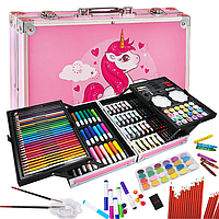 Дитячий набір для малювання 145 предметів Єдиноріг у валізі художній набір для творчості